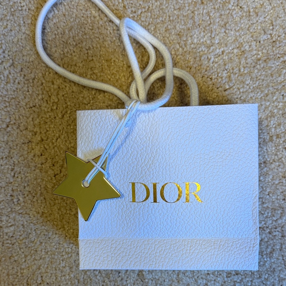 Dior White Textured Gift Bag with Gold Star Accent